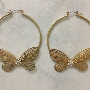 Diamond gold butterfly earrings